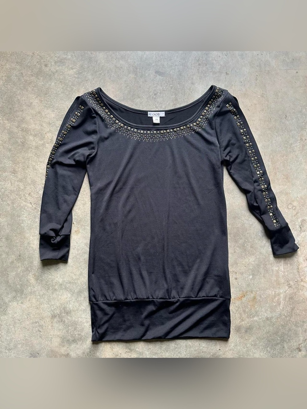 Cache studded long sleeve top
